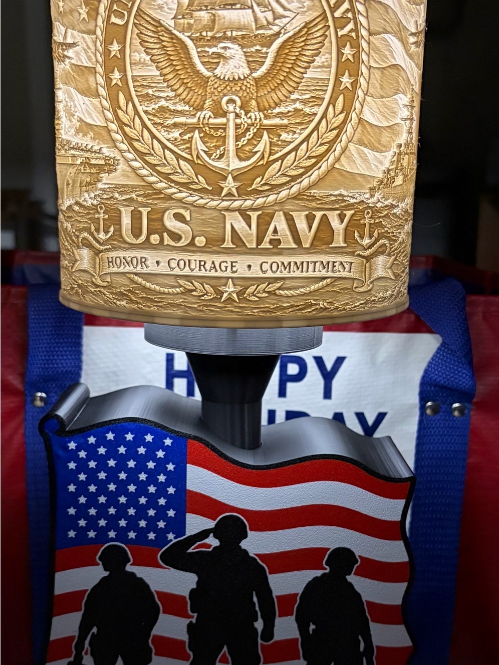 3d Printed U.S. Navy Gold Accent Lamp